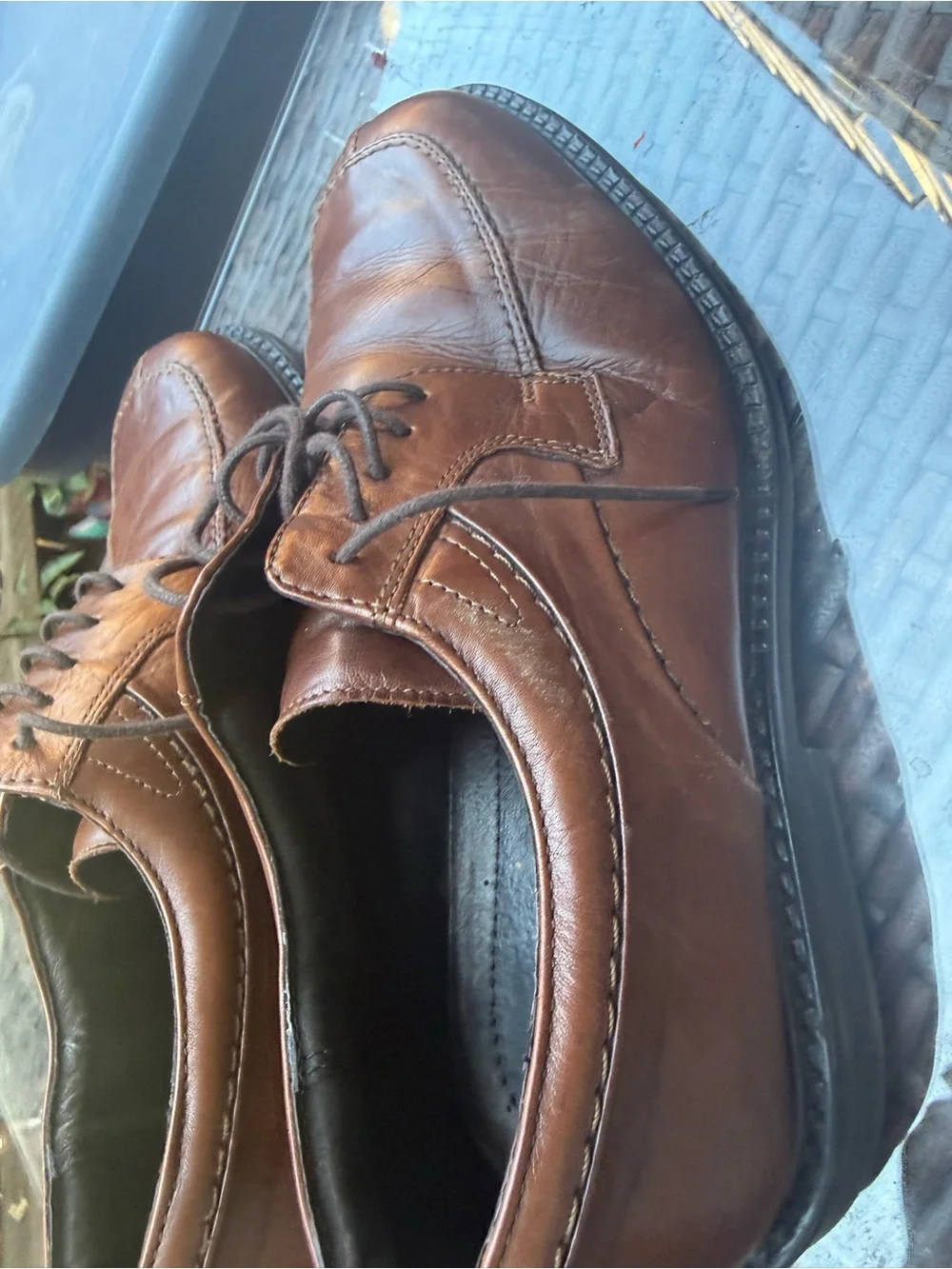 Alfani Brown Leather Lace-Up Oxfords